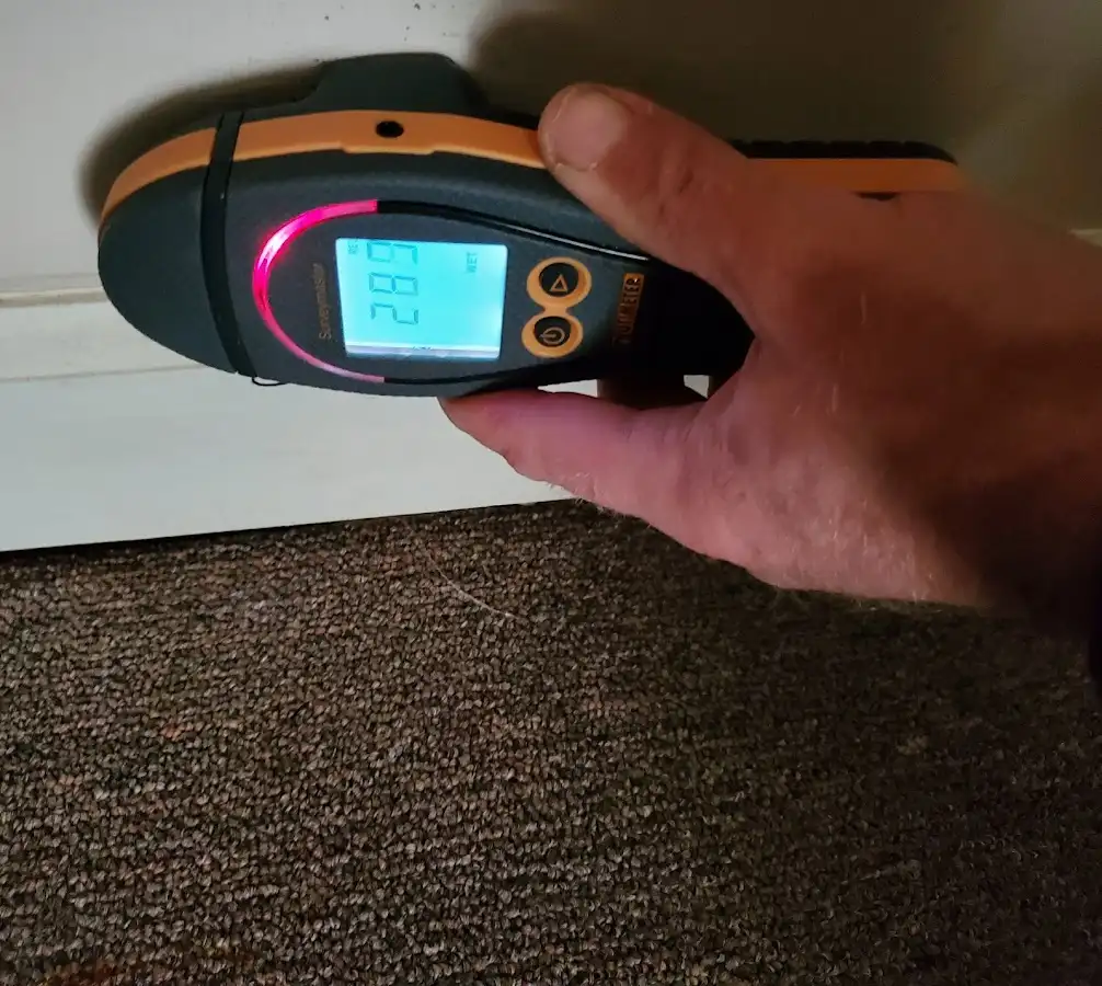 Moisture detection at baseboard during Storm Damage Restoration in Indian Harbour Beach